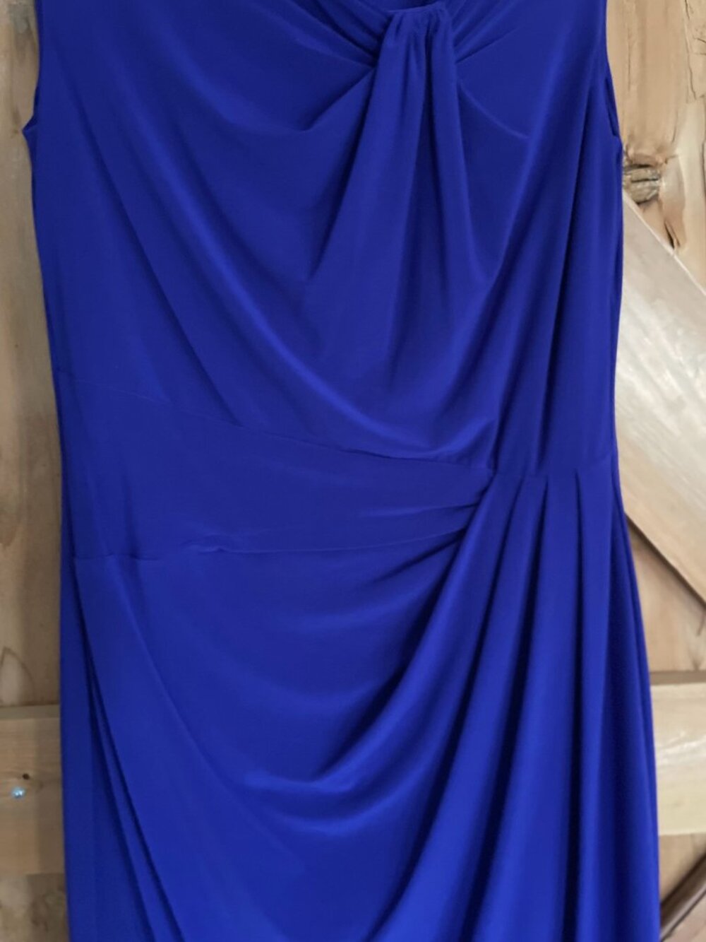 Ralph Lauren Dress 8 Royal Purple/Blue Stretch Knit Ruched Sheath, Wedding Guest - Picture 5 of 6